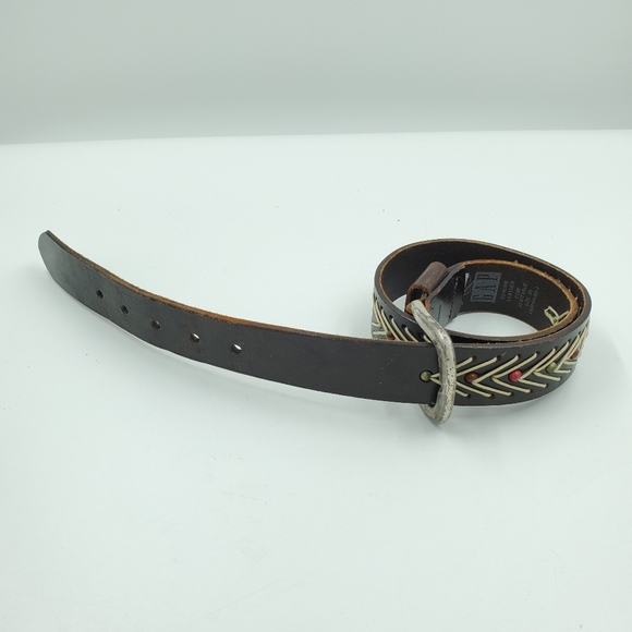 GAP Brown Leather Belt Boho Southwestern Aztec - Picture 5 of 7